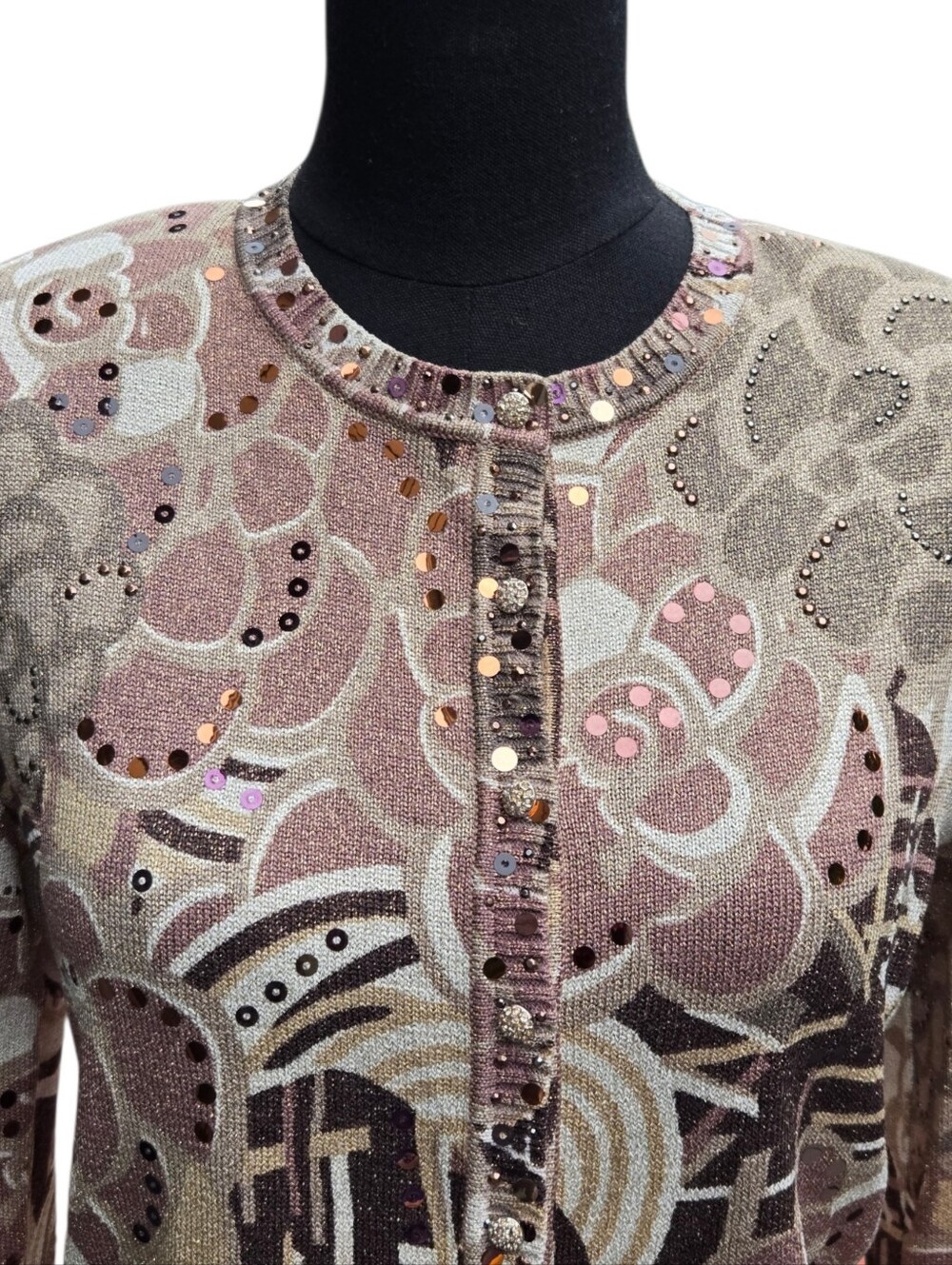 NWT St John Evening Sz 8 Metallic Knit Sequin Rhinestone Jacket Cardigan $995 - Picture 11 of 17